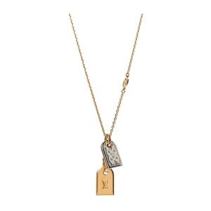 Louis Vuitton Crystal Precious Nanogram Name Tag Necklace Gold Silver